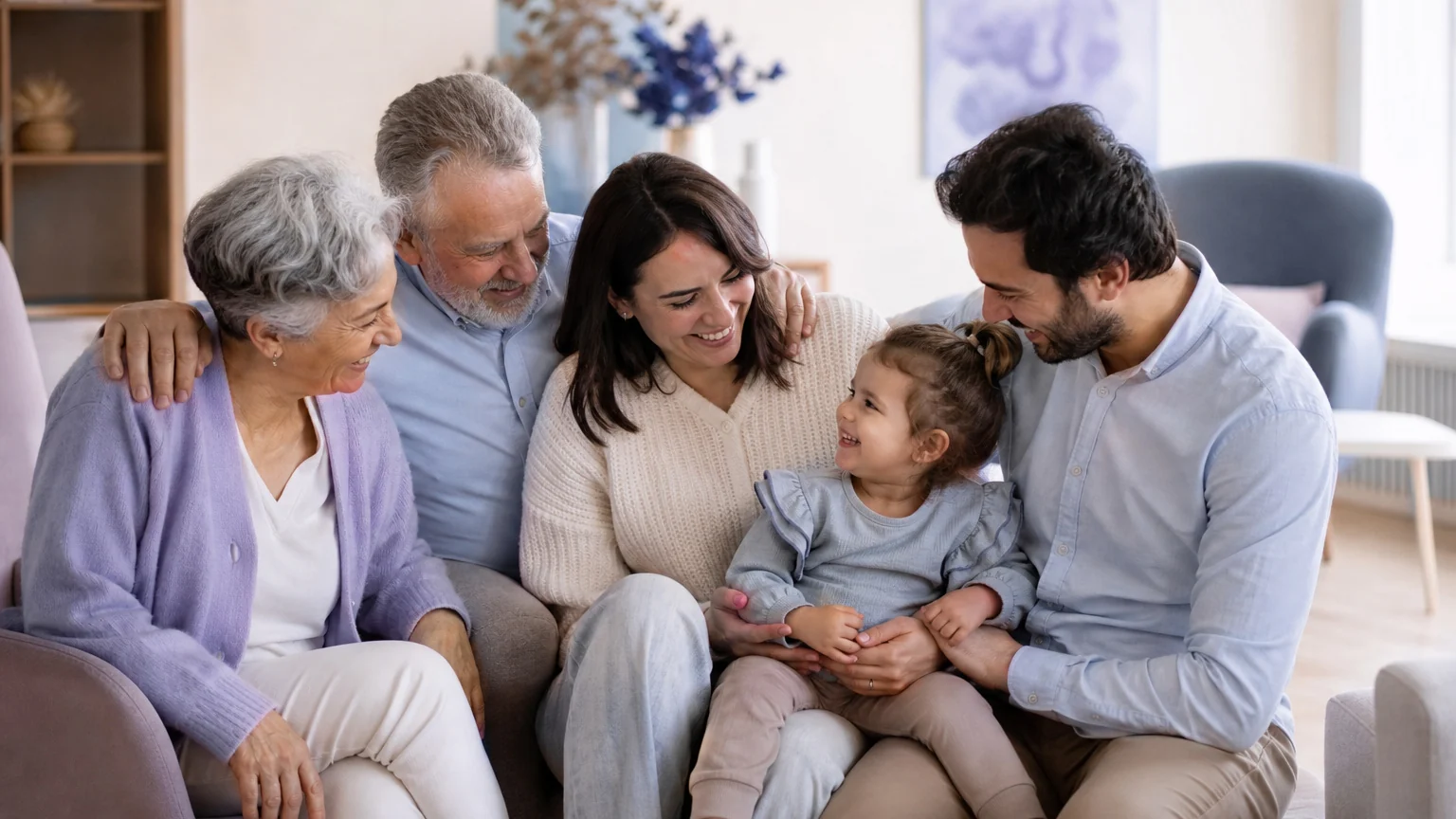 Aile Temelli Tedaviler Üç kuşak aile bireyleri terapi odasında bir arada oturarak aile temelli tedaviler sürecine katılıyor.